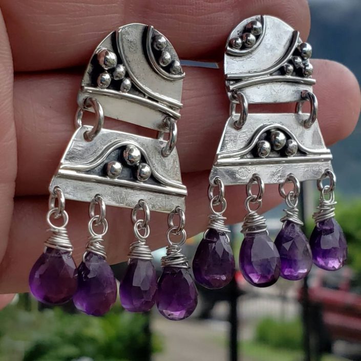 Aros de plata con amatistas